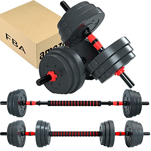 AJUMKER Dumbbells Barbell Set 44LBS with Connecting Rod,20KG Dumbbells Barbell Set,Adjustable Dumbbells Set,Adjustable Lifting Training Set for Men Women,Body Workout Home Gym Home Heavy Dumbbells