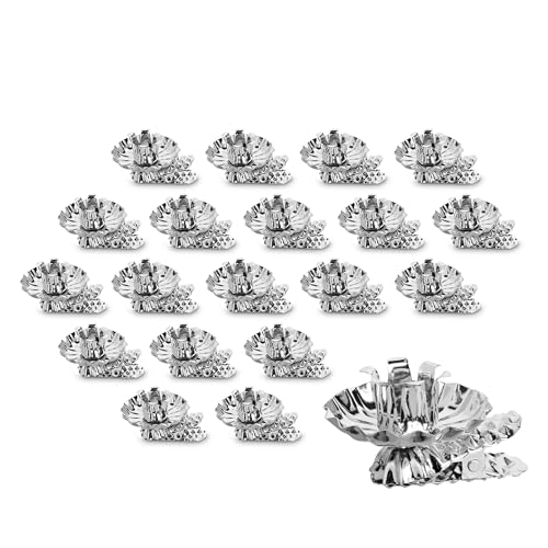 Idena 31892 - Portacandele per L'Albero di Natale, 20 Pezzi in Argento, portacandele Vintage in Metallo, con Clip per Rami Fino a 1,5 cm di Spessore