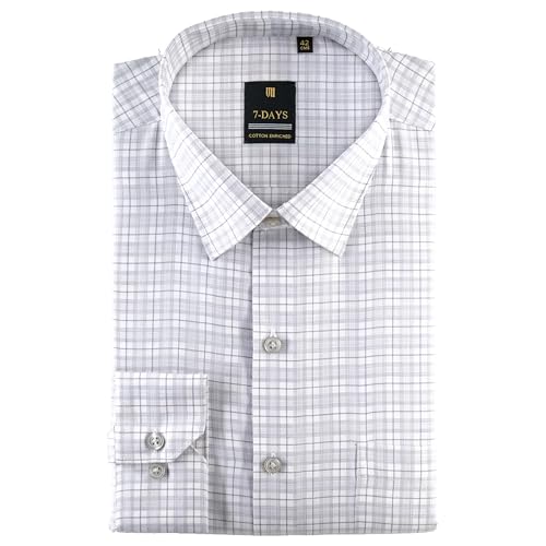 Image of 7-DAYS Men's Premium Checks Formal Shirt - Cotton Rich, Regular Fit, Full Sleeve, with Pocket, Wrinkle Resistant - Stylish Office & Everyday Wear.
