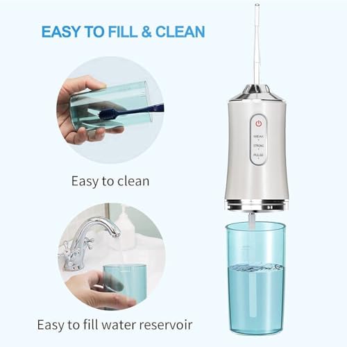 Image of Portable Oral Irrigator Water Flosser for Teeth Cleaning, Rechargeable Cordless Dental Flosser with 3 Cleaning Modes, 220ML Water Tank, Waterproof USB Charging Oral Care Device for Adults & Kids