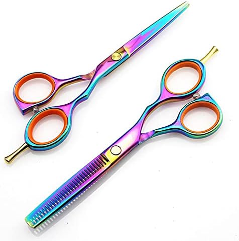 Professional 440c 5.5 '' Rainbow Hair Scissors Cutting Barber scisors Haircut thinning Shears Hairdressing Scissors (Col