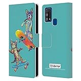 Head Case Designs Offizielle Zugelassen P.D. Moreno Paar Skateboard Lustige Liebe Leder Brieftaschen Handyhülle Hülle Huelle kompatibel mit Samsung Galaxy M31 (2020)