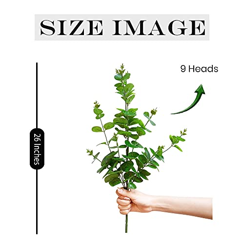 Image of Art Street Green Leaves Eucalyptus Leaf Leaves Stick for Vases or Pot | Ideal for Table Indoor Home Decoration, One Stick with 9 Head |Size 26 Inch (Pack of 2)