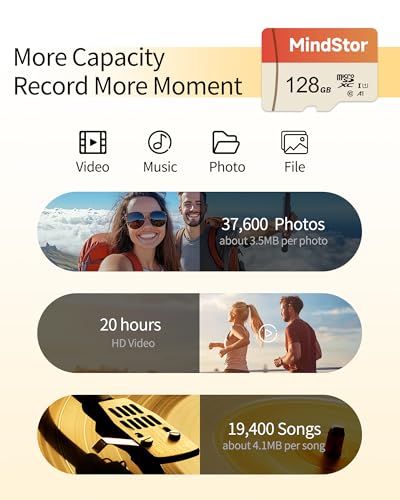 image for Micro SDXC 128GB Memory Card, MindStor 90MB/s Read Speed TF Card with 