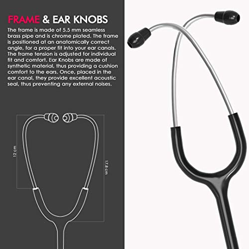 Image of ELKO EL-160 Primus III AL Aluminum Head Stethoscope For Doctors and Medical Students | Double Sided Chest Piece For Adult & Pediatric Patients | U-Shaped PVC Tubing | Soft Sealing Ear Knobs (Black)