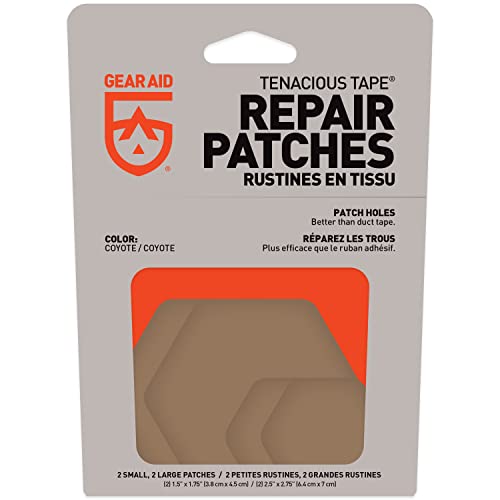 Image of GEAR AID Tenacious Tape Hex Repair Patches, 2.5 inch & 1.5 inch, Coyote, 4 Count