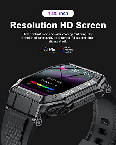 Smart Watch for Men,1.85" Touch Screen Bluetooth Call Sport Watches with Blood Pressure,Heart Rate Monitor, SpO2, Fitness Watch with 5ATM Waterproof,24 Sports Modes Outdoor Smartwatch for Android iOS