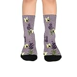susiyo Artistic Lavender Bee Pruple Hiking Socks Boy Girls - Cushioned Crew Socks for Kids Soft, Breathable & Seamless Toe for All-Day Comfort