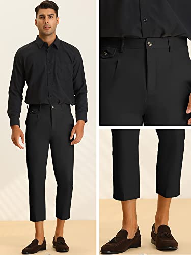 Lars Amadeus Solid Cropped Pants for Men's Slim Fit Pleated Front Ankle Length Tapered Dress Pants4