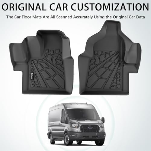 KARPAL Floor Mats Front Liner Fit for 2020-2025 Ford Transit with Vinyl Flooring (No Transit Connect), Custom Fit TPE All Weather Ford Transit 150/250/350 1st Row Floor Liner - Thumbnail 5