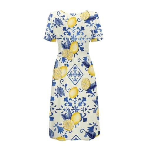 Image of Women's Summer Dresses Short Sleeve Formal Dresses with Pockets | Lightweight polyester fabric delivers cool airflow during hot summer outdoor activities