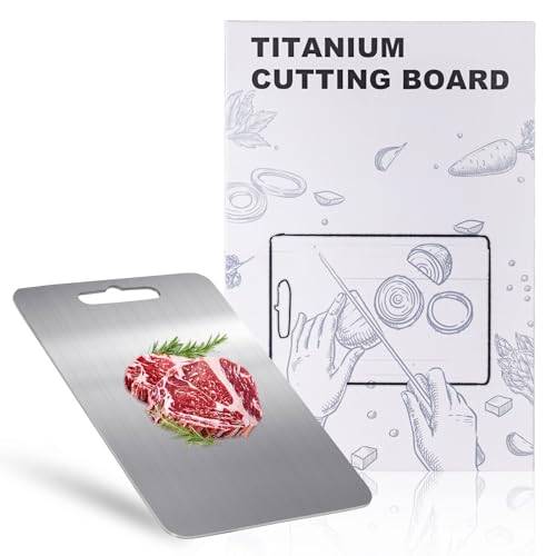 100% Titanium Cutting Board for Kitchen - Dishwasher Safe Chopping Boards with Handle, Reversible Charcuterie Board for Home Counter Outdoor Camping Housewarming Gifts for Women