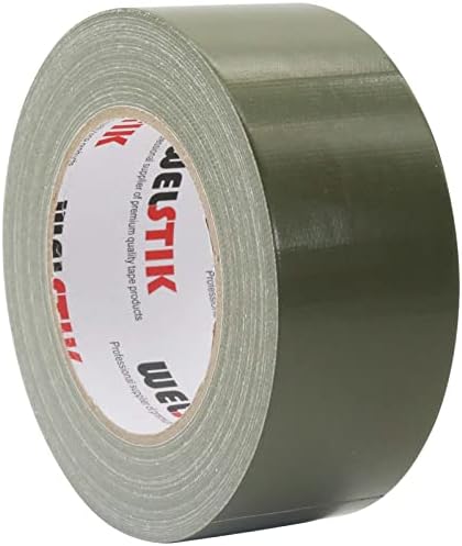 WELSTIK Professional Grade Army Green Tape Duct Tape, Waterproof Duct Cloth Fabric,Duct Tape for Photographers,Repairs, DIY, Crafts, Indoor Outdoor Use,2 Inch X 45 Yards, Olive Green