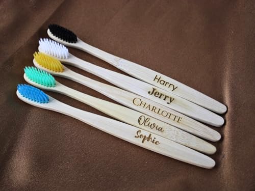 Personalised Set of 5 Bamboo Natural 100% Eco-Friendly Engra