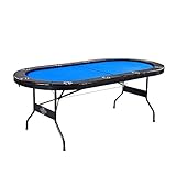 Lancaster 10 Player Blue Felt Casino Style Folding Poker Game Table