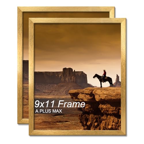 9x11 Picture Frame Set of 2 Gold Light Weight Tabletop and Wall Mount