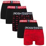 Crosshatch Men’s Boxer Shorts 5 Pack – Comfortable Cotton Underwear Multipack Trunks, Sizes S–XXL Red Set L