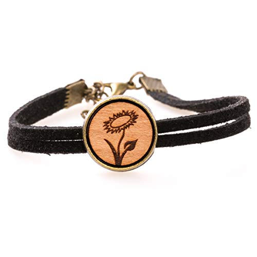 Preisvergleich Produktbild treeforce Veganblume Armkette aus Kirschholz mit schwarzem Samtband