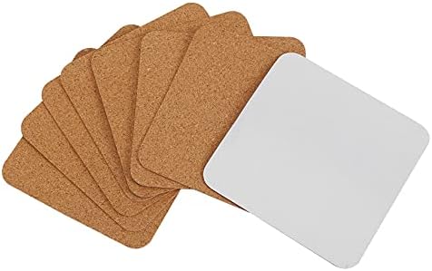YIZAN Self-Adhesive Cork Coasters, Cork Mats Cork Backing Sheets for Coasters and Supplies (50, Square), White