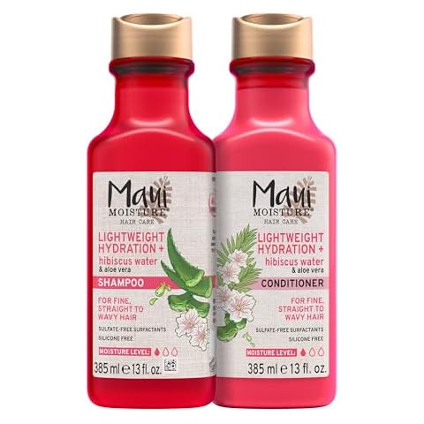 Maui Moisture Lightweight Hydration + Hibiscus Water Shampoo + Conditioner, Nourishing Aloe Vera Softens & Quenches Hair, Vegan & Silicone-Free, 13 Fl Oz, 2 Pack Cover