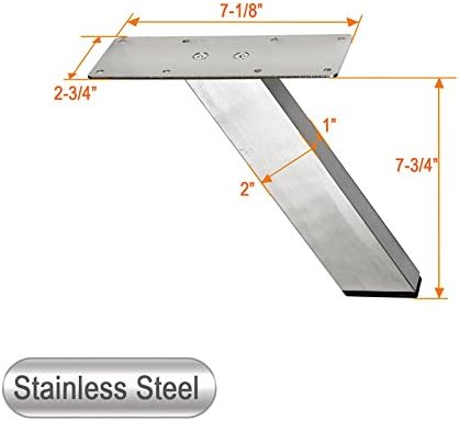 Set of 4 Stainless Steel Slanted Metal Sofa Legs – Rectangular Tube Design, Modern Furniture Legs, Durable and Sleek (7-3/4"H)