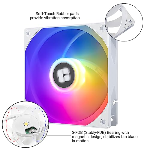 Thermalrlght TL-C12RW-S V2 CPU Fan Case Cooler PWM Fan, 4pin PWM Connector Computer Fan with ARGB Aperture, 1500RPM Speed PC Cooling Fan(120mm,White) by THERMALRLGHT - Image 4