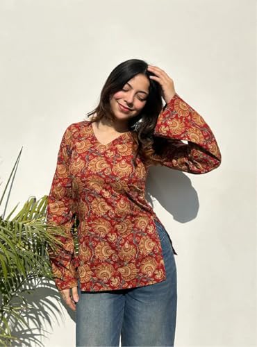 Image of ANNI Designer Cotton Short Kurti for Women | Stylish Kurti | Short Kurti Top | Casual Kurta for Women | Comfortable Cotton Kurtis for Womens