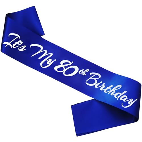Novaflare It's My 80th Birthday Sash, Royal Blue Birthday Sash for 80th Bday Party Supplies, Gifts for Women or Men Bday Party Favors