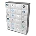 itenga Grand calendrier de l'Avent 50 x 37 cm à remplir 24 boîtes à remplir en forme de cube blanc à remplir soi-même avec chiffres autocollants bleus, gris