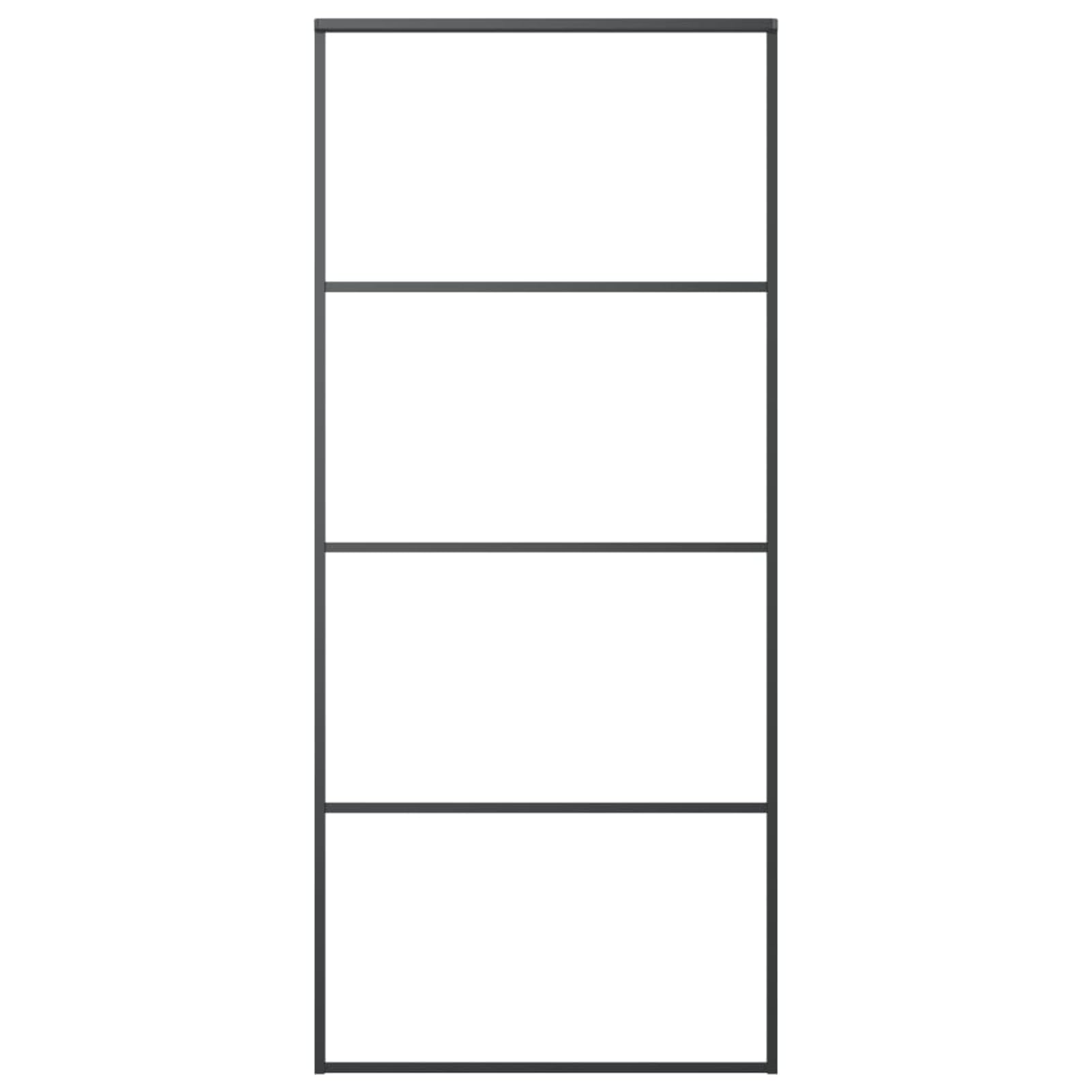Homgoday Puerta corredera con ferretería 90 x 205 cm vidrio ESG aluminio, muebles para casa, interior, exterior, salón dormitorio i