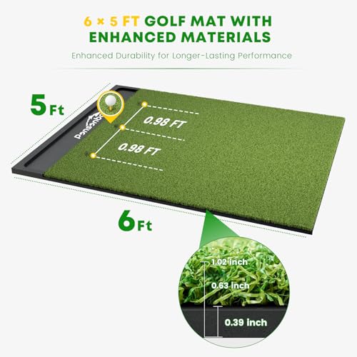 Ponsonbay Integrated Golf Hitting Mat with Ball Tray, Thickening Golf Mats Practice Outdoor & Indoor Artificial Turf Matt with 3 Tees 6 ft x 5 ft 1.02 in Thick by Ponsonbay - Image 5