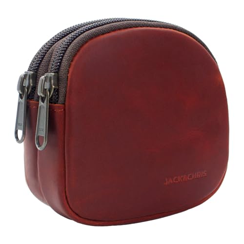 Image of Jack&Chris Coin Purse for Men, Genuine Leather Mini Coin Wallet Zipper Pocket with Back Belt Loop, Coin Bag for Men