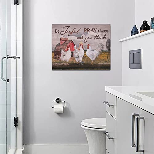 Farmhouse Rooster Wall Art Barn Windmill Decor Rustic Country Chicken Pictures Canvas Prints Framed Modern Artwork For Home Living Room Bedroom Bathroom 16"X12" #TOP4