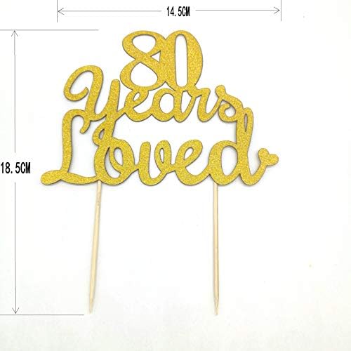 80 år älskad guld glitter banderoll tårta för vuxen 80-årsdag