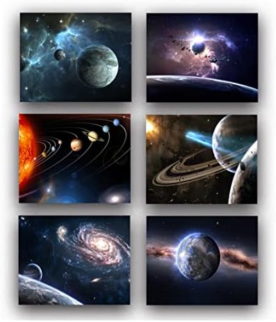 Universe Starry Sky Wall Art Outer Space Planet Wall Art Painting，for Bedroom, Lvingroom, Bathroom Decor ，Posters for Kids, Boys or Girls Room ，Astronomy Picture Modern Artwork Set of 6 （ 8" x10" ） Unframed (planet)