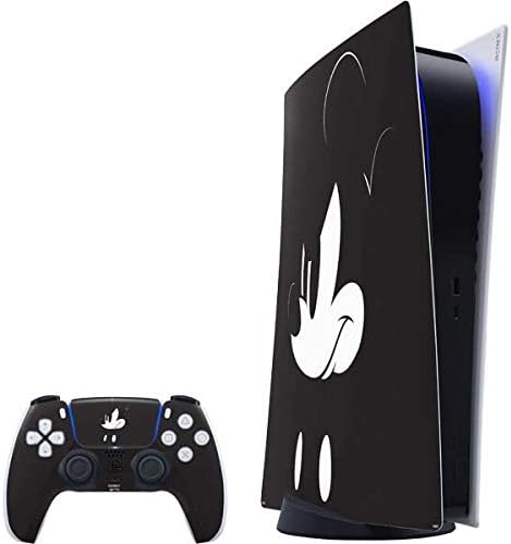 Skinit Decal Gaming Skin Compatible with PS5 Digital Edition Bundle - Officially Licensed Disney Mickey Mouse Black and White Design