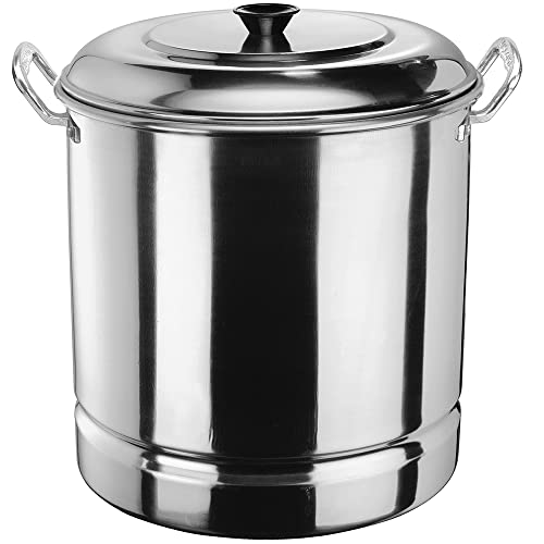 Vasconia – 32-Quart Steamer Pot (Aluminum) With Tray & Aluminum Lid For Most Stoves (Hand-Wash Only) Large Stock Pot For Tamales, Steaming, Boiling & Frying - Makes Seafood, Pasta, Veggies & More #TOP7