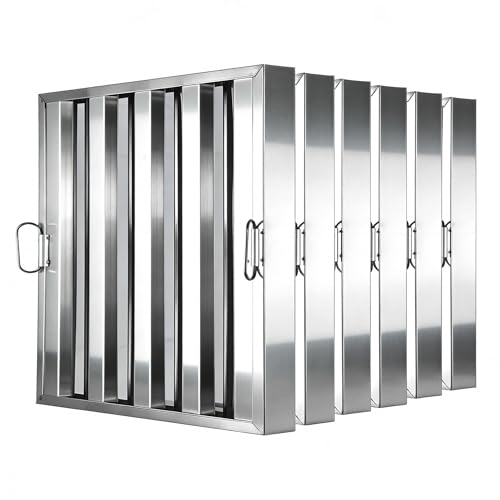 19.5 in x15.5 in Commercial Hood Filters - 430 Stainless Steel 5-Groove Baffle Filters for Restaurant Kitchen Exhaust Hoods Pack of 6 19.5" x 15.5" x
