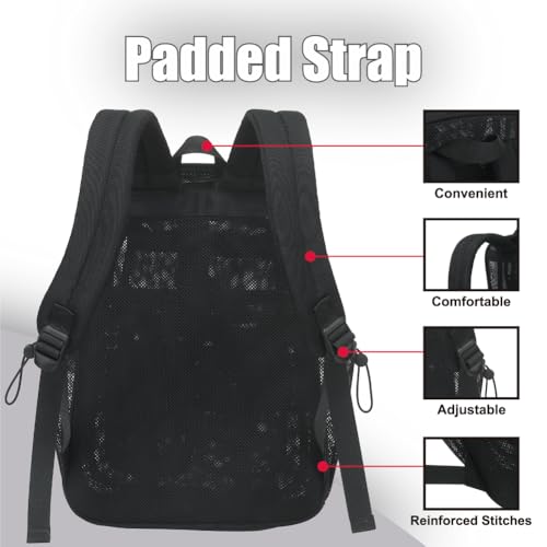 Lroiutian Mesh Backpack for Girls Boys, Heavy Duty Semi-Transparent Bookbag Womens Mens Backpacks for School, Beach, Swimming—Black by Lroiutian - Used condition - Image 4