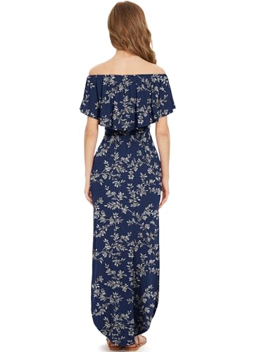 Image of LILBETTER Womens Off The Shoulder Ruffle Party Dresses Side Split Beach Maxi Dress
