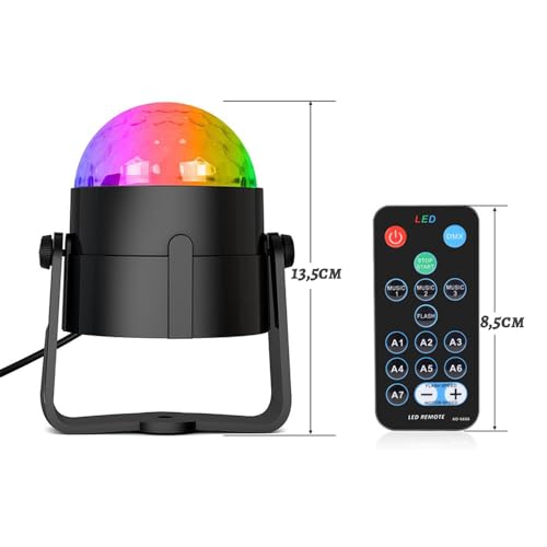 Genérico Mini Globo Jogo de Luz Giratorio Festa Balada Dj Led Rgb Luzes Coloridas Baladinha Aniversá