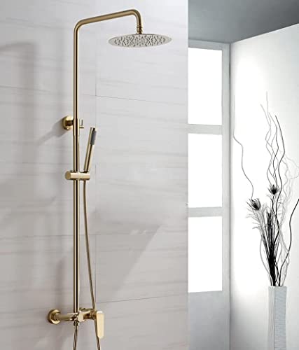 Système de douche mural gris avec mitigeur chaud et froid et pommeau de 8 à 10 pouces