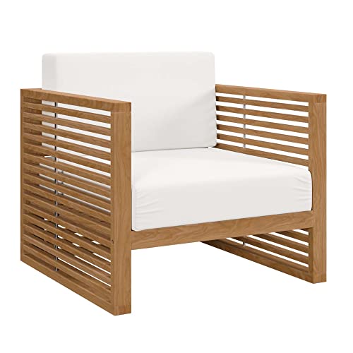 Modway Carlsbad 3-Piece Teak Wood Outdoor Patio Set In Natural/White #TOP1