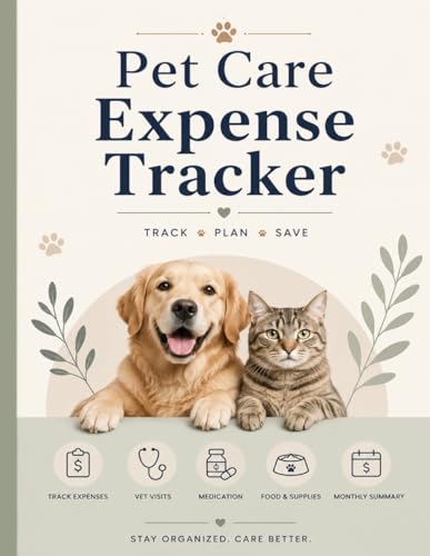 Pet Care Expense Tracker: A Pet Budget Planner for Tracking Vet Bills, Medication, Expenses and Daily Pet Care.