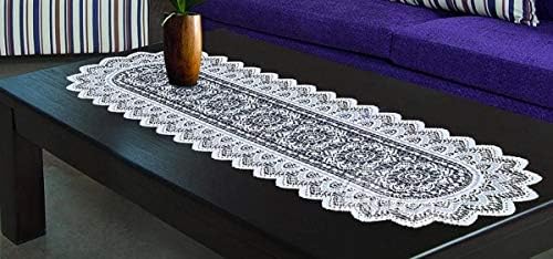 MforStyle Table Runner Lace White or Brown or Antique Gold 14" x 47" (B - Antique Gold)