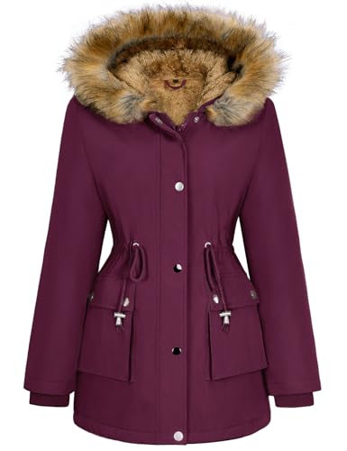 HEEKPEK Women Winter Coats Fleece Lined Parka Jackets Hooded Warm