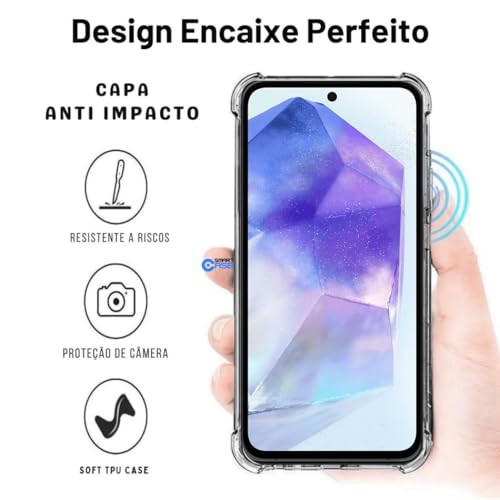 Kit Capa Antiqueda e Película 3D de Privacidade Compatível Samsung Galaxy A55