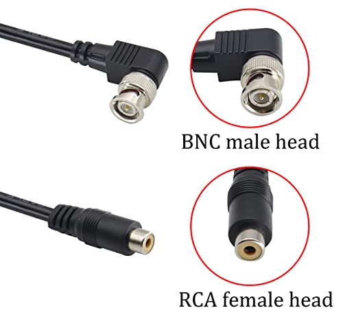 Hcfeng Bnc To Rca Adapter Cable 90°Right Angle Rca Male To Bnc Female 75 Ohm Coaxial Video Cable Rg59U Bnc Male To Rca Female Video Cable For Surveillance Cctv Camera System[2Pack/1.2Ft] #TOP2