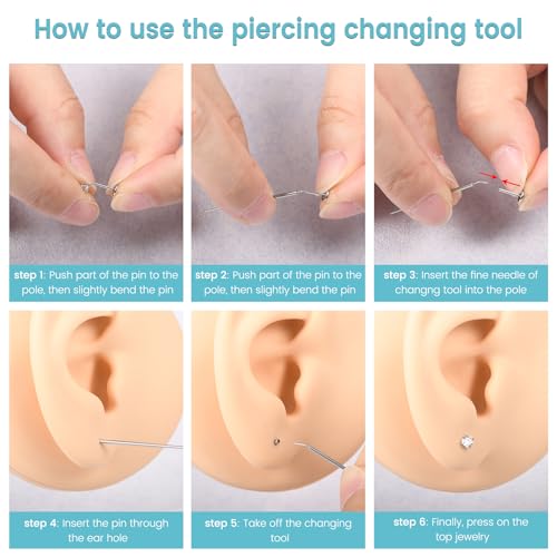QWALIT Ear Piercing Kit Silver Ear Piercing Needle Kit Self Piercing Earrings Piercing Kit Disposable Earring Piercing Kit with Earring Studs Flat Back Helix Cartilage Ear piercing Kit - Thumbnail 7