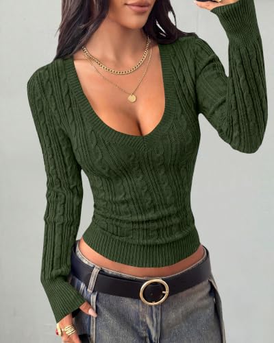 Women's Cable V Neck Sweater  - image 6